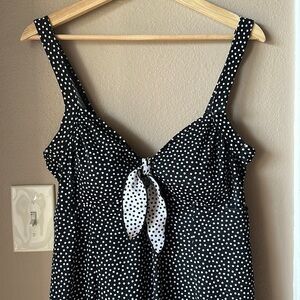 24TH & OCEAN Polka Dot Tie Front One Piece Swimsuit